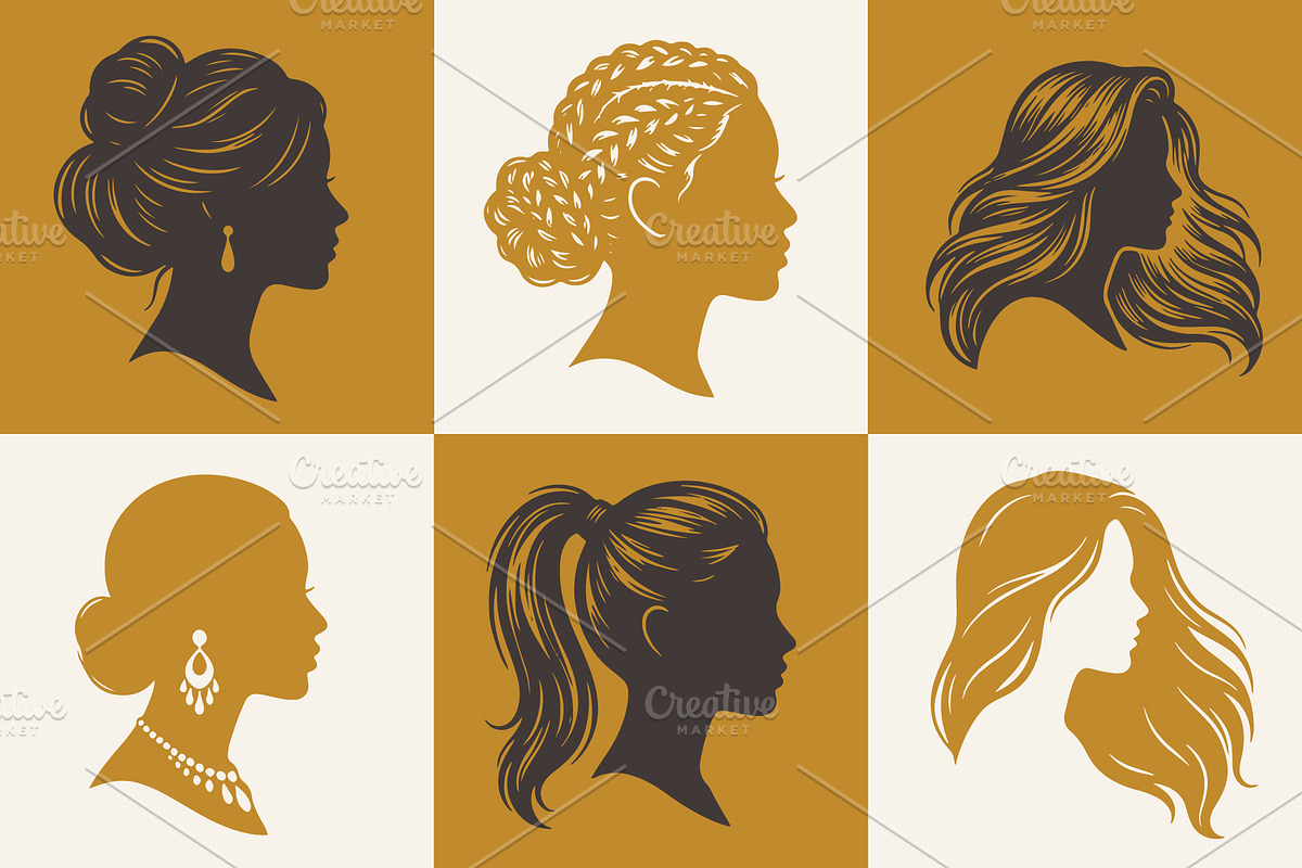 Female Portrait & Hair Silhouettes, an Object Graphic by Designgrove (Photo 1 of 3)