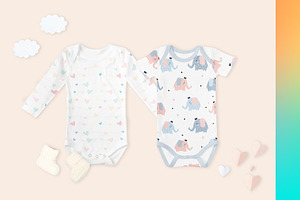 Baby Onesie 4x Mock-ups