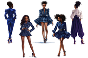 Fashion Girl in Indigo Cliparts, a Person Illustration by Mash Mash Stickers (Thumbnail 3 of 9)