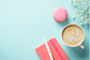 Cup of coffee, macaroon and flower, a Food & Drink Photo by Nadia-nb