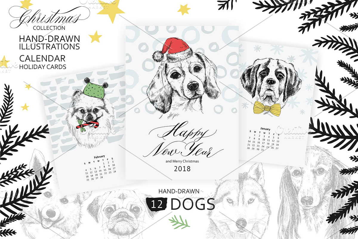12 DOGS. Christmas Collection, an Illustration by OlgaAlekseenko (Photo 1 of 8)