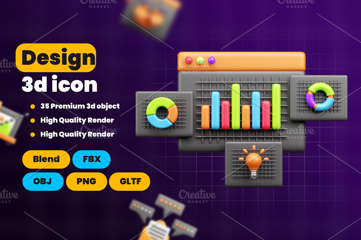 Design 3d Icon Pack, an Object 3D Model by Ui Stock (Photo 2 of 6)