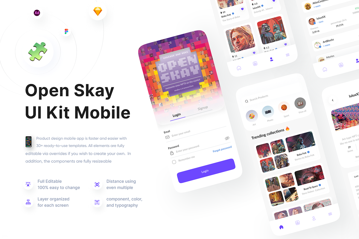 Open Skay - NFT UI Kit Mobile, an UI Kit Template by Korsa Agency (Photo 1 of 6)