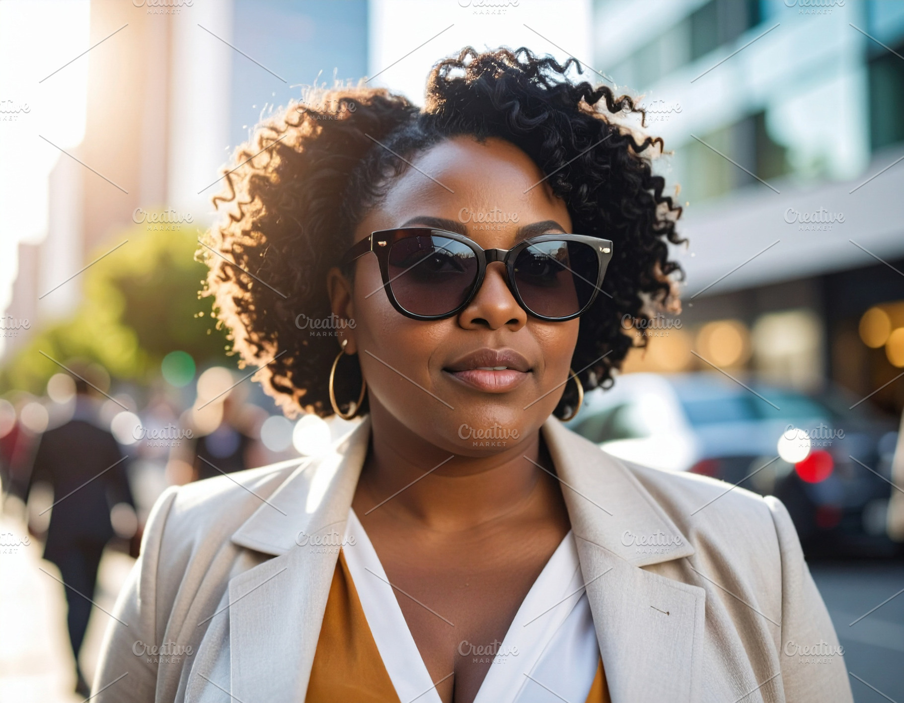 Plus-size woman walking at street with confident posture, a Person Photo by DanFLCreativo