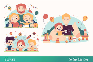 Daycare - Flat Illustration, a Work Illustration by SlideFactory