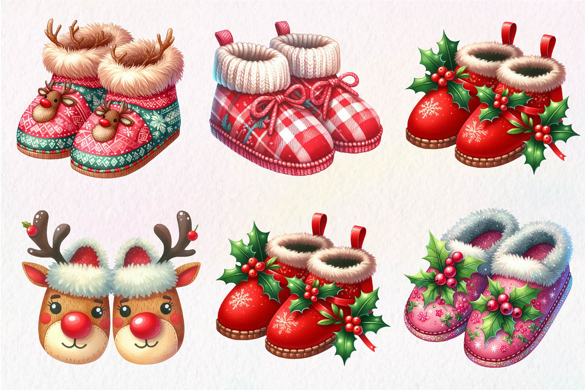 Christmas Slipper Clipart, an Illustration by Dream Creation (Photo 3 of 7)