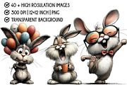 Funny Bunny Clipart Bundle, an Illustration by Pixels.Craft (Thumbnail 4 of 6)