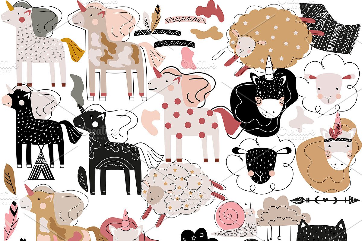 childish pattern + 92 elements BONUS, a Background Graphic by Lineli (Photo 2 of 8)