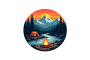 Sunset Adventure Camping Badge Set, an Object Graphic by Designs_River (Thumbnail 11 of 13)