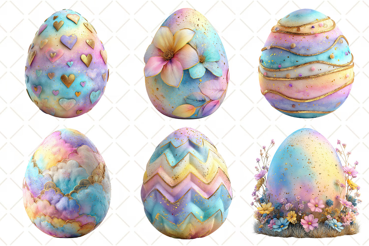 Whimsical Pastel Easter Egg Clipart, an Illustration by Black Bird Studio (Photo 3 of 6)