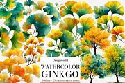 Watercolor Ginkgo Clipart, an Illustration by Designworld (Thumbnail 1 of 6)
