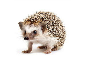 Adorable baby hedgehog standing on, an Animal Photo by Ylivdesign