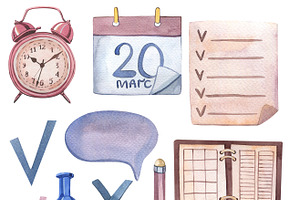 Watercolor Planner Clip Art, PNG