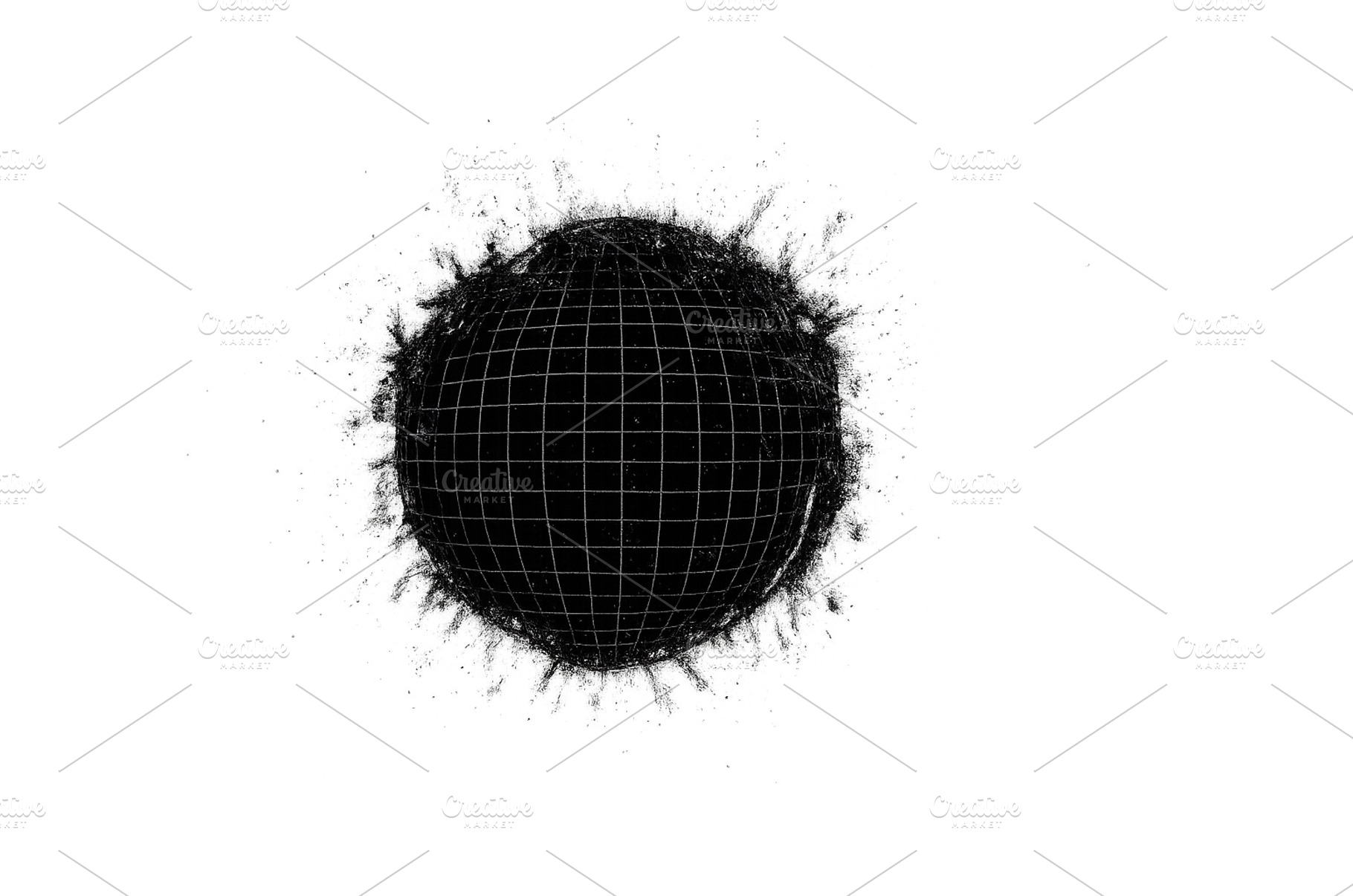 Black sphere with grid pattern, an Abstract Photo by ZinetroN