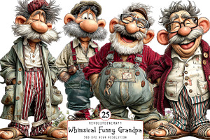 Whimsical Funny Grandpa Clipart, an Illustration by OK Design