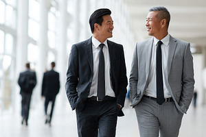 Two confident Asian businessmen in, a Business Photo by MistyDay