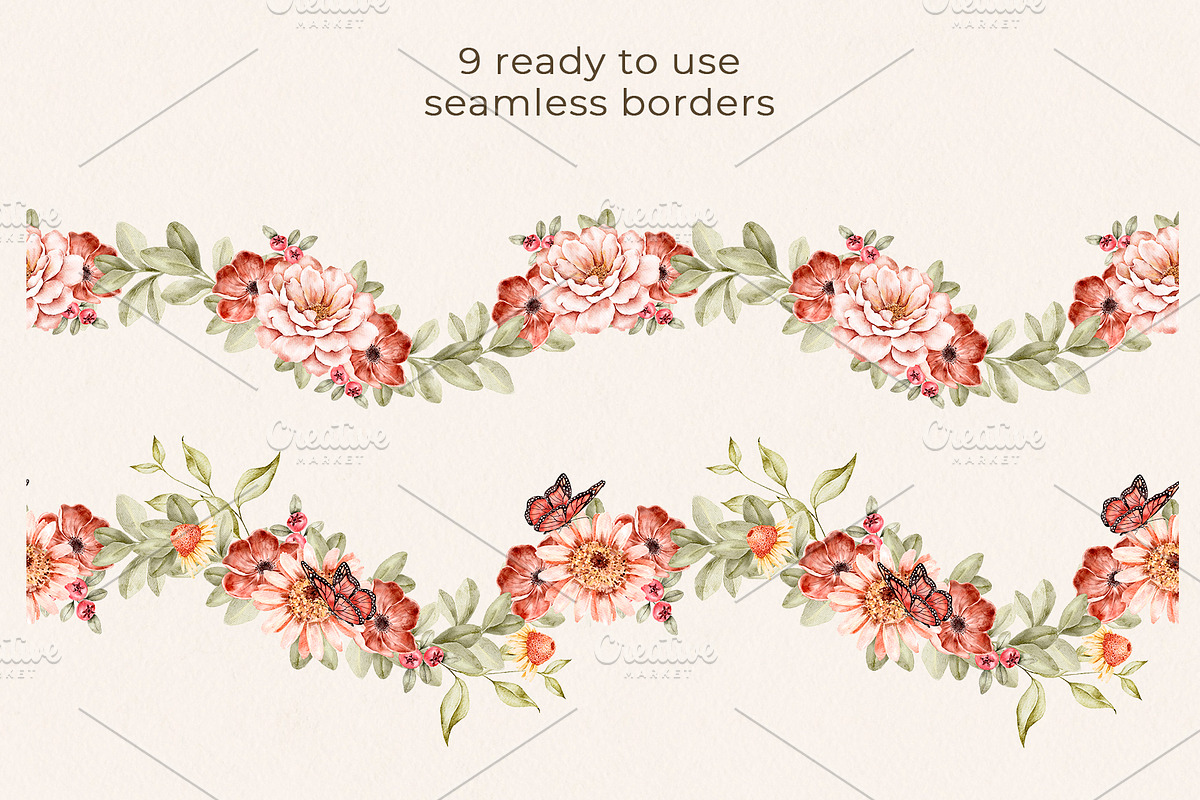 Floral Watercolor set Golden Hour, a Decorative Illustration by Eves_Aquadreams (Photo 10 of 14)