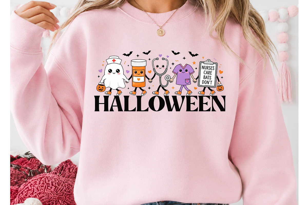 Nurses Care Bats Don't Halloween PNG, a Seasonal Illustration by DreamCafeArt (Photo 2 of 7)