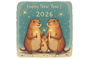 Cute Capybara New Year 2026 clipart, a Seasonal Illustration by Creative design (Thumbnail 3 of 7)