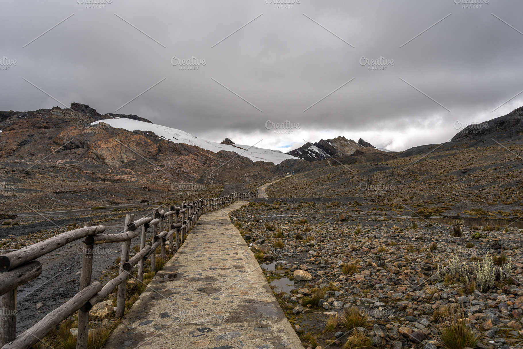 Stone trail leading to Pastoruri Glacier, Huaraz, Peru, amidst r, a Nature Photo by GoodGoods
