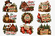 Vintage Christmas PNG Bundle, a Decorative Illustration by ElDesignState (Thumbnail 2 of 13)