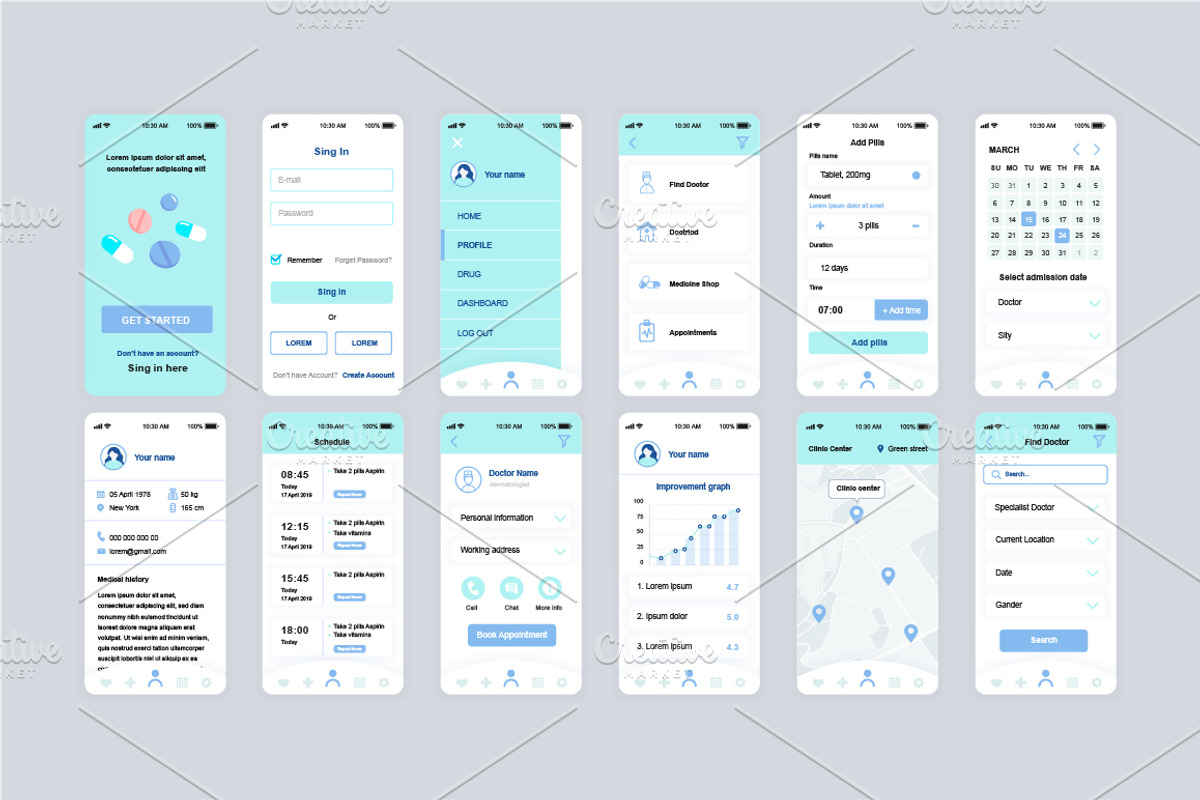 Mobile App UI Kit, a Templates & Theme by alexdndz (Photo 17 of 21)