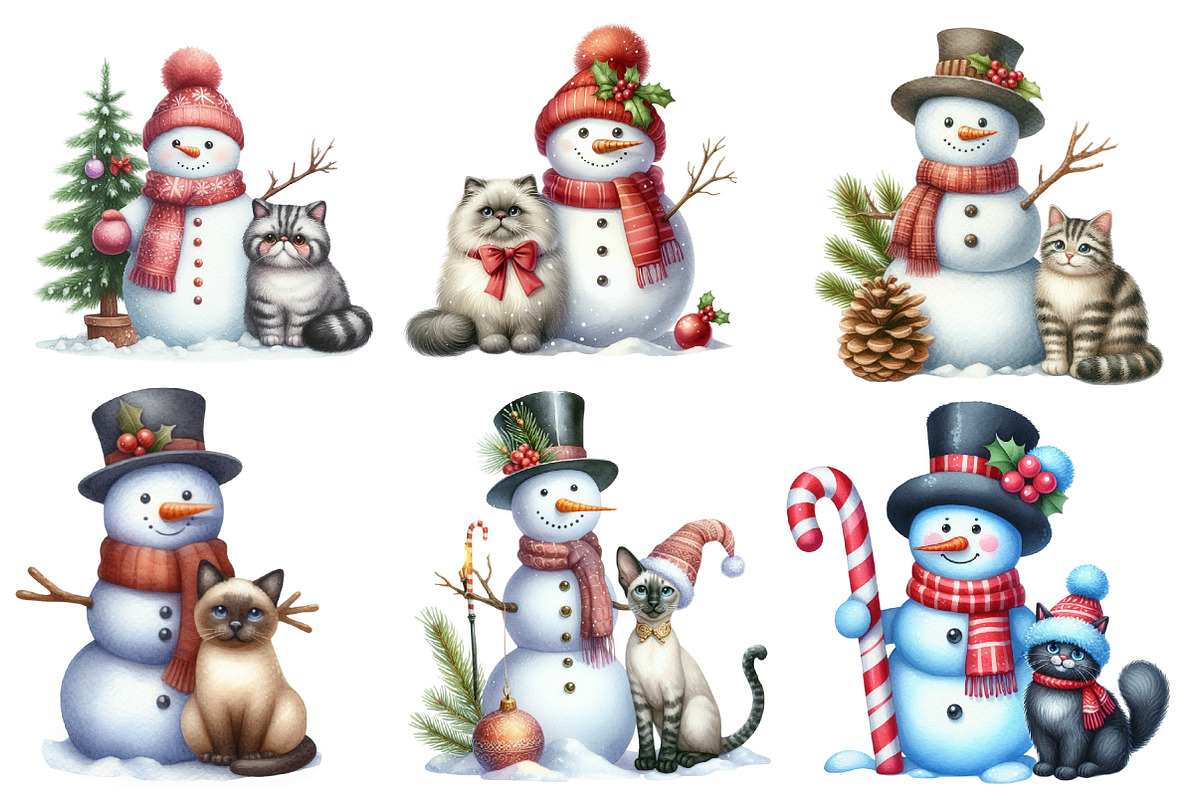 Christmas Snowman with Cats Sublimat, an Illustration by Designworld (Photo 3 of 6)