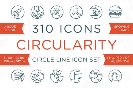 Circularity - Circle Line Icons, an Outline Icon by ARTE MIGUEL