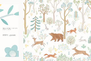 WOODLAND. Wall Mural In Color