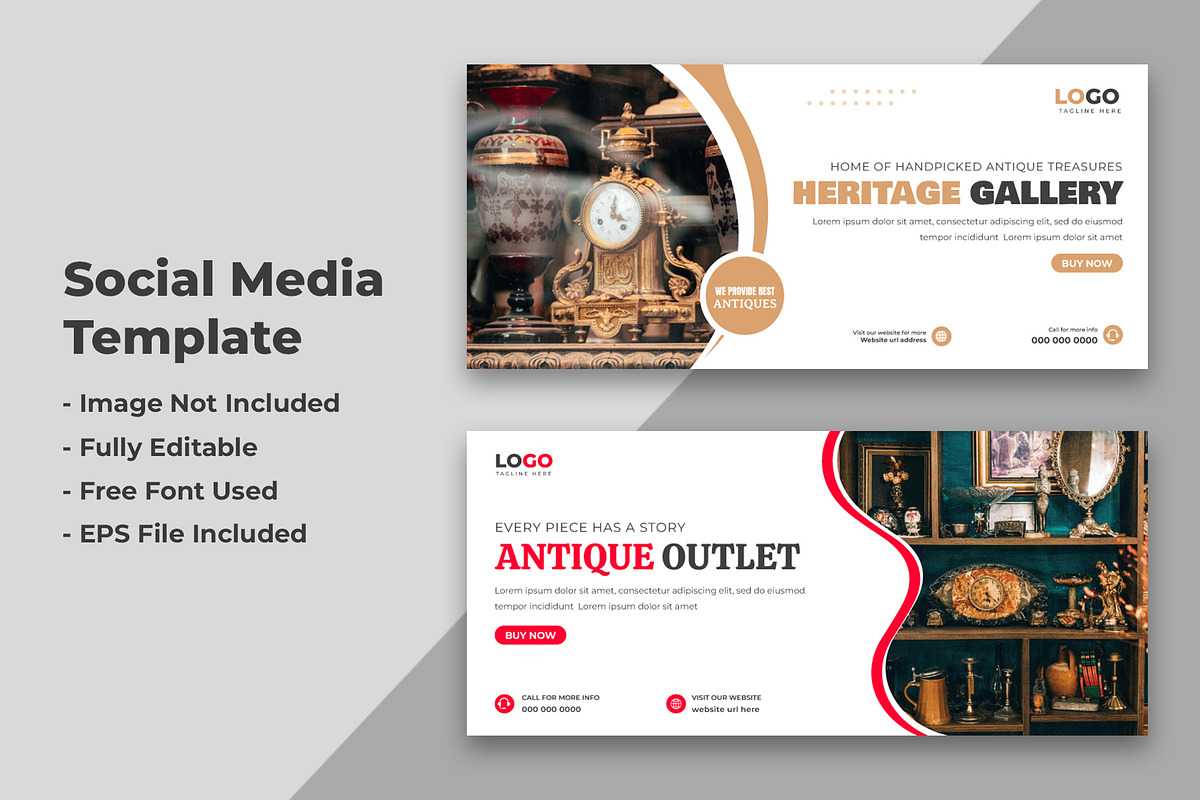 Antique Shop Social Media Cover, a Social Media Template by nandinigraphics (Photo 1 of 2)