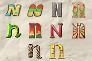 260 Stylized Alphabets (for collage), an Object Graphic by Megan Aili Designs (Thumbnail 15 of 28)