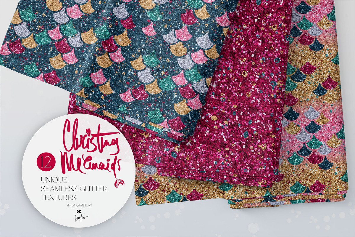 Mermaid Glitter Textures, a Pattern Graphic by KaramfilaS (Photo 1 of 15)