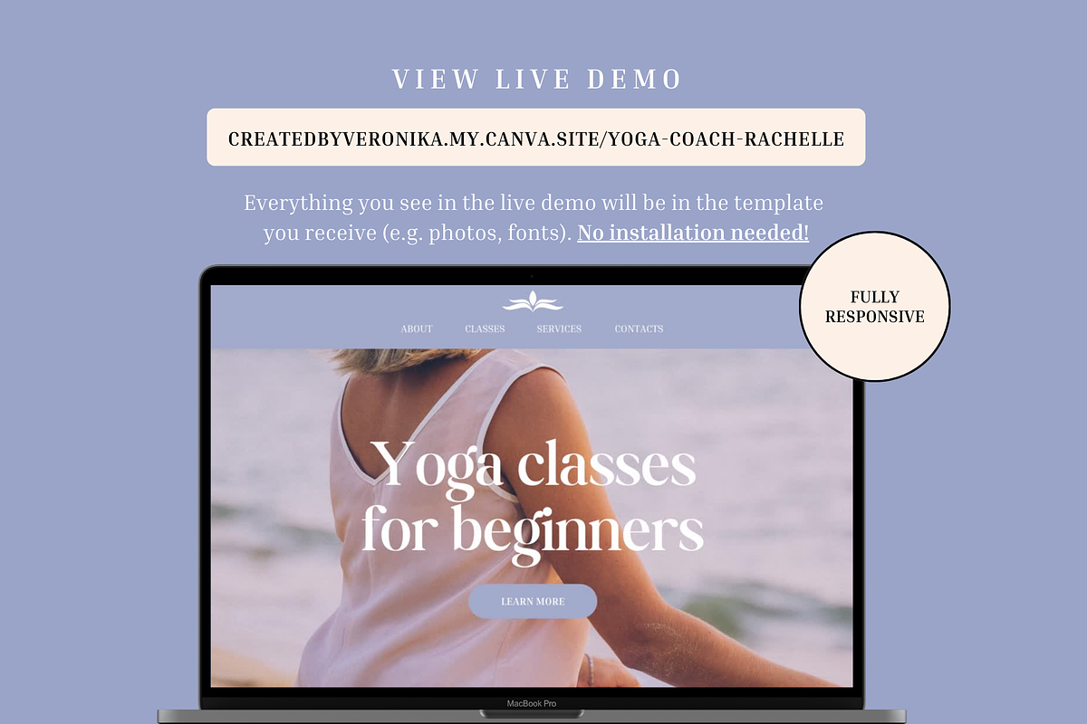 Yoga Coach Rachelle Website Template, a Websites & App Template by Eden Origin Studio (Photo 2 of 11)