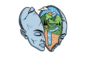 mountain scenery in my mind, a Person Illustration by gunaonedesign