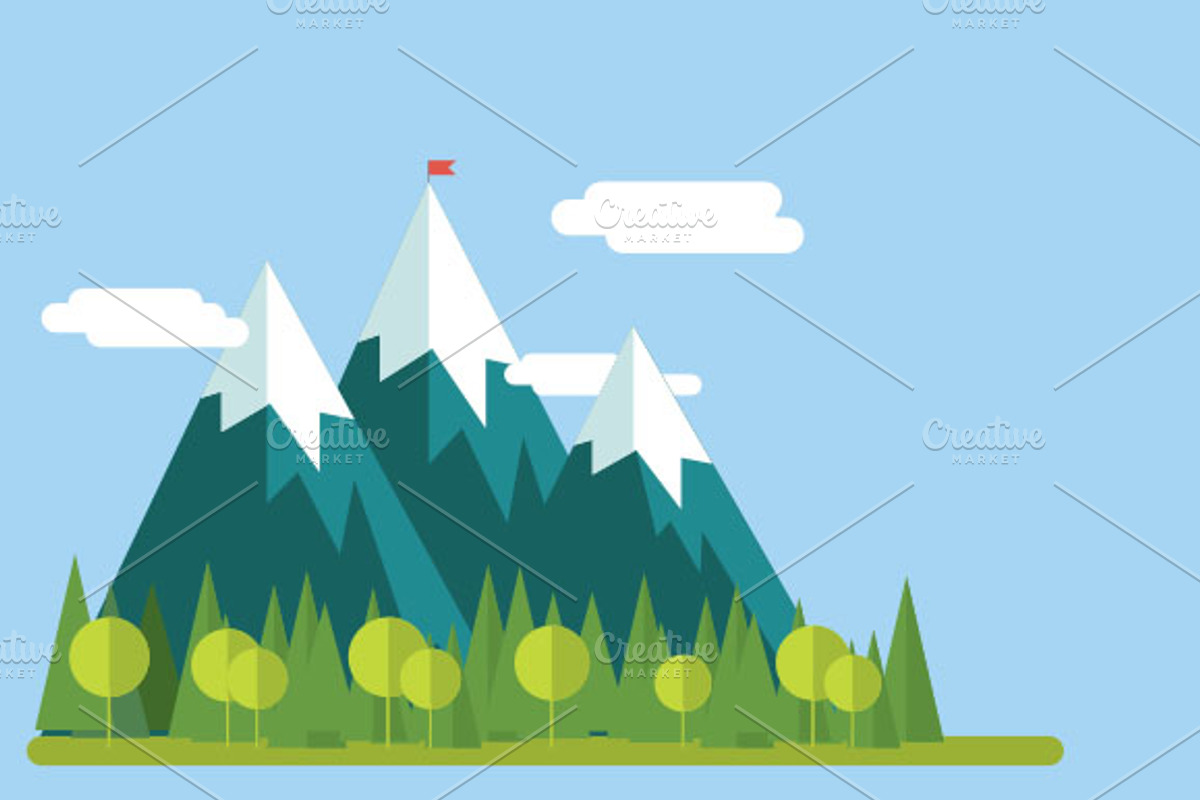 Flat nature landscape illustrations, an Illustration by meanicons (Photo 5 of 5)