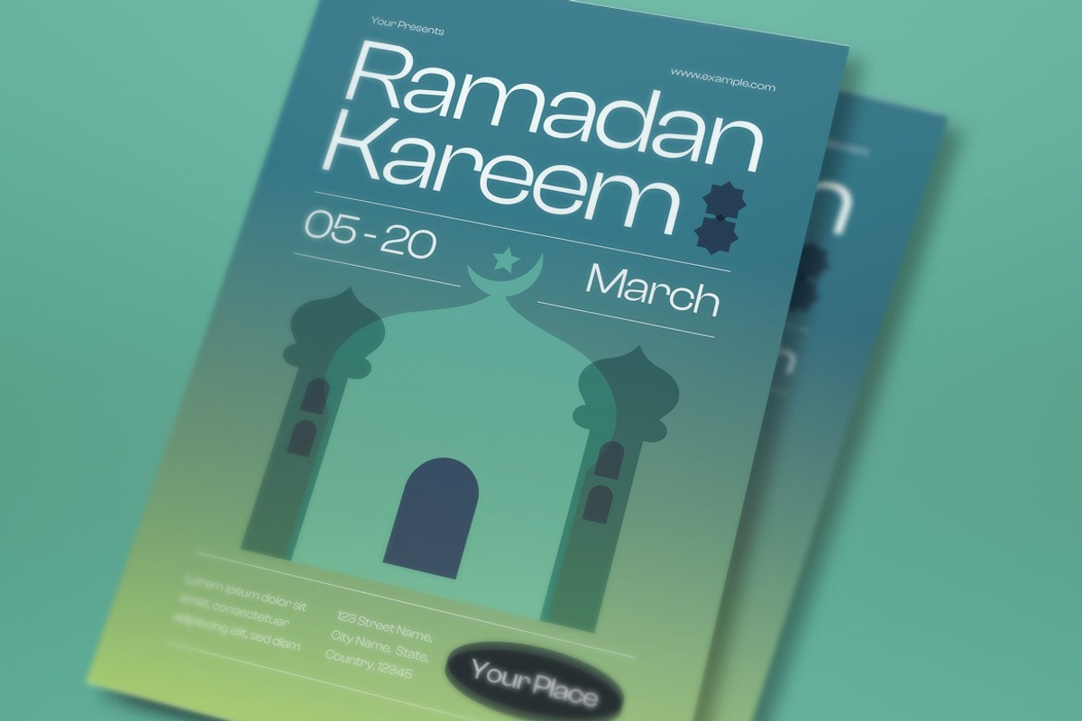 Green Ramadan Kareem Flyer Set, a Flyer Template by graphicook (Photo 3 of 6)