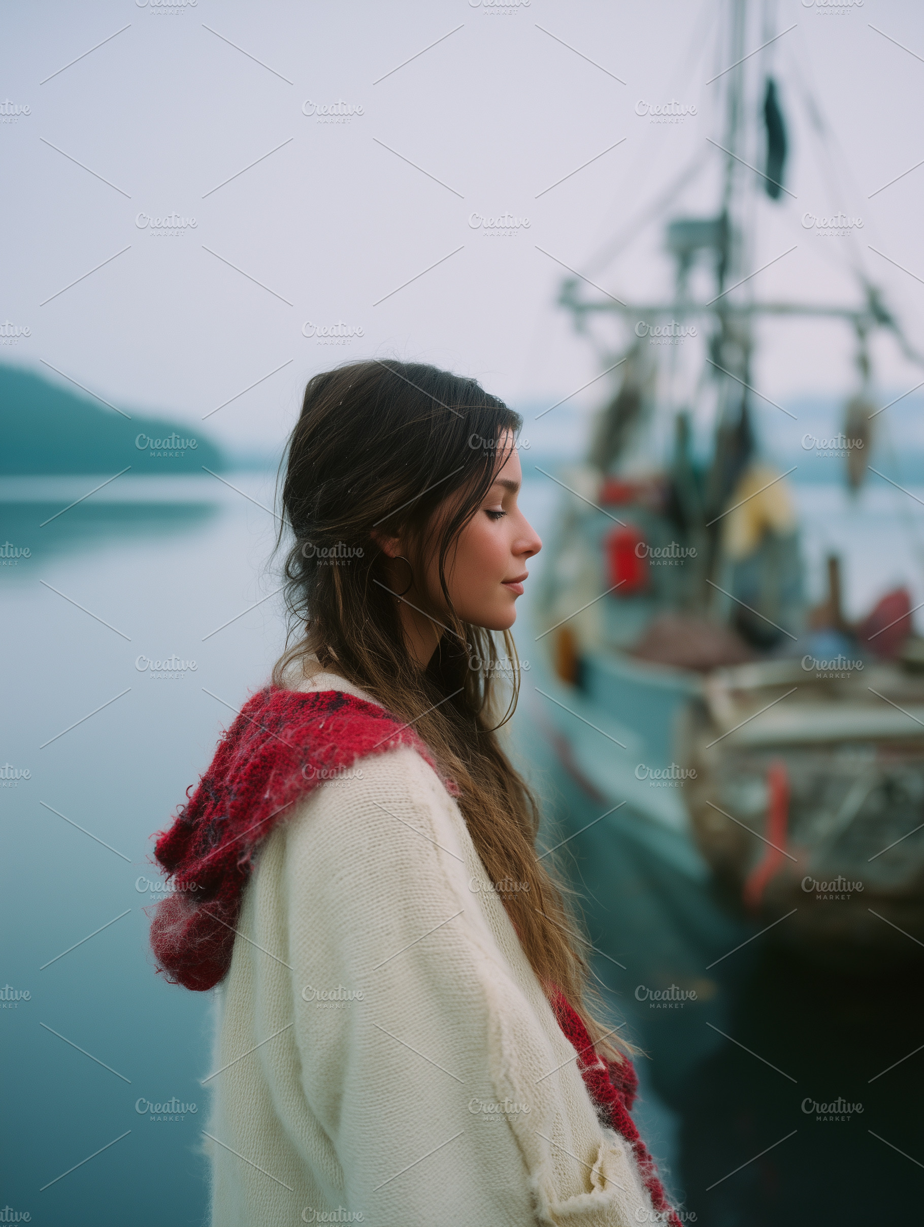 Woman Lakeside Fishing Boat Outdoors, a Person Photo by k.tay