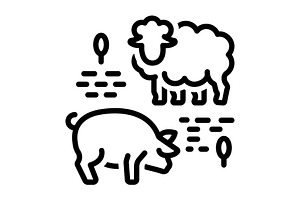 Livestock animal blak icon, an Outline Icon by Creative priyanka