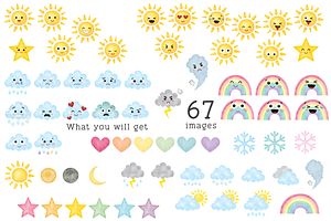 Cute Weather Emoji Cliparts