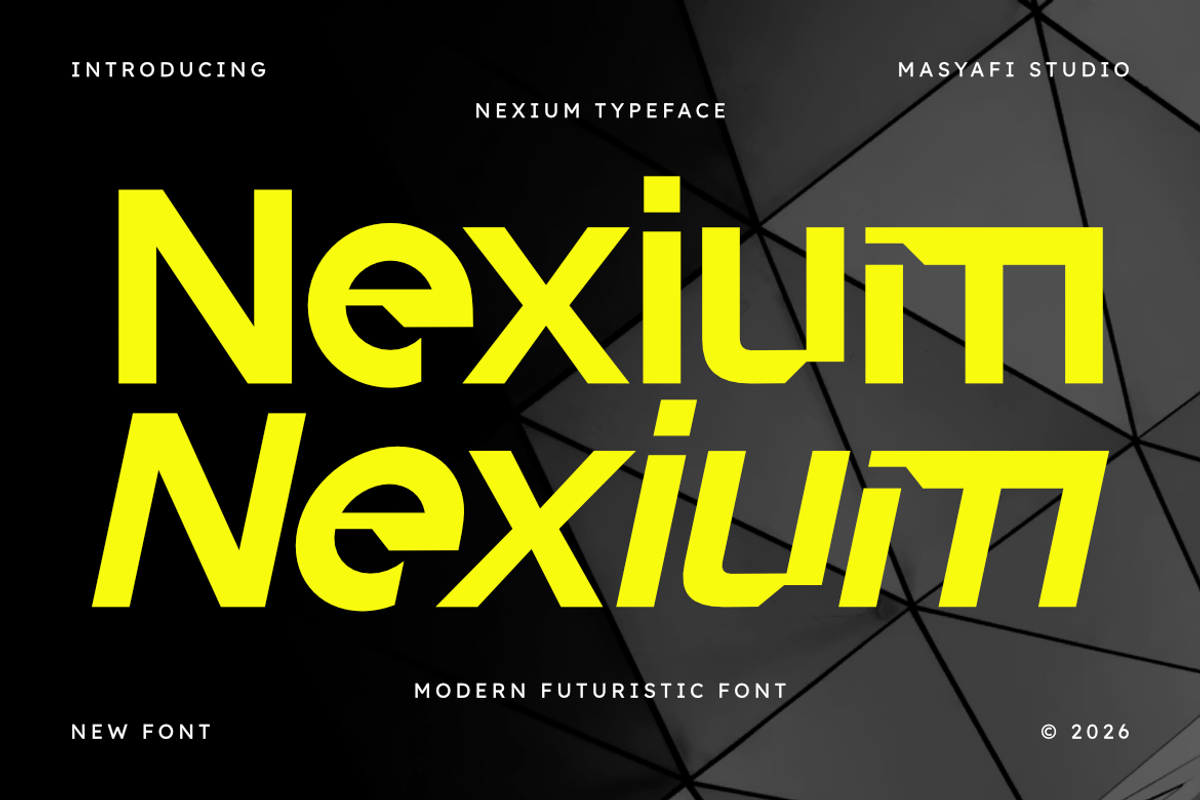 Nexium | Modern Futuristic Tech Font, a Symbol Font by Masyafi Studio (Photo 1 of 8)