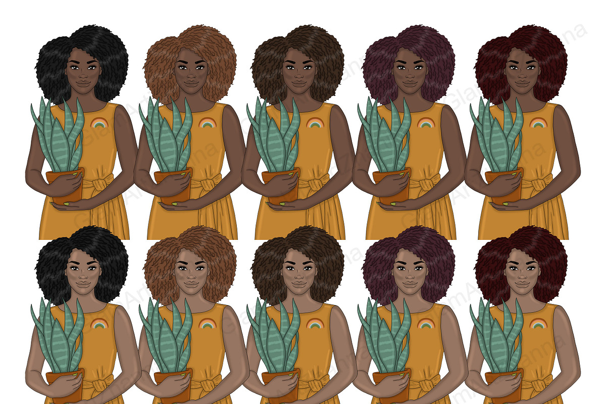 Plant Lover Girls Clipart, a Person Illustration by GlamArtZhanna (Photo 2 of 5)