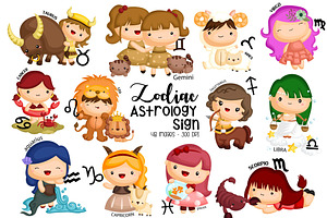 Zodiac Astrology Sign Clipart, an Illustration by Inkley Studio