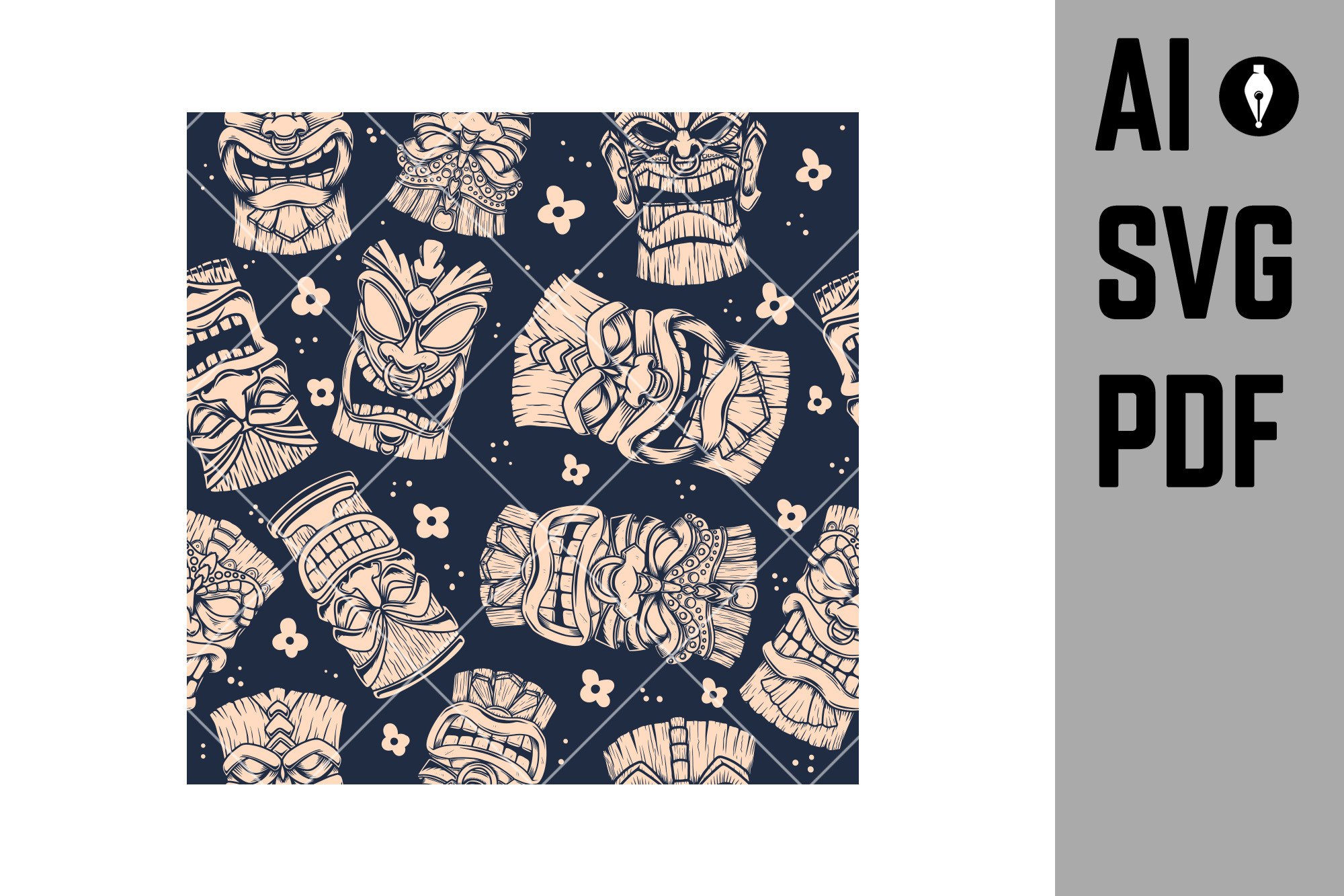 Seamless pattern with tiki idols, a Pattern Graphic by Vectorhight