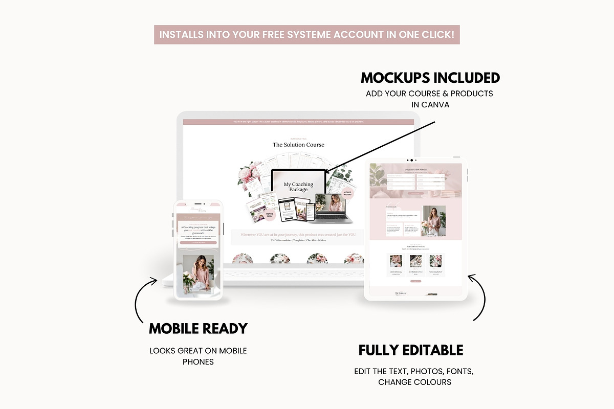 Blush Pink Systeme.io Funnel Template preview 3