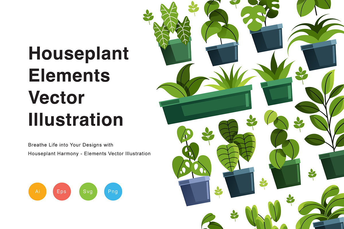Houseplant Elements Vector Illustrat, a Decorative Illustration by KAZ by IanMikraz Studio (Photo 1 of 3)