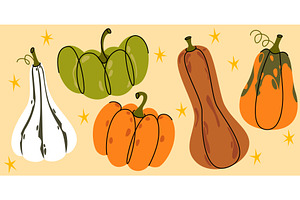 Pumpkin autumn harvest doodle, a Food Illustration by art PVP - market