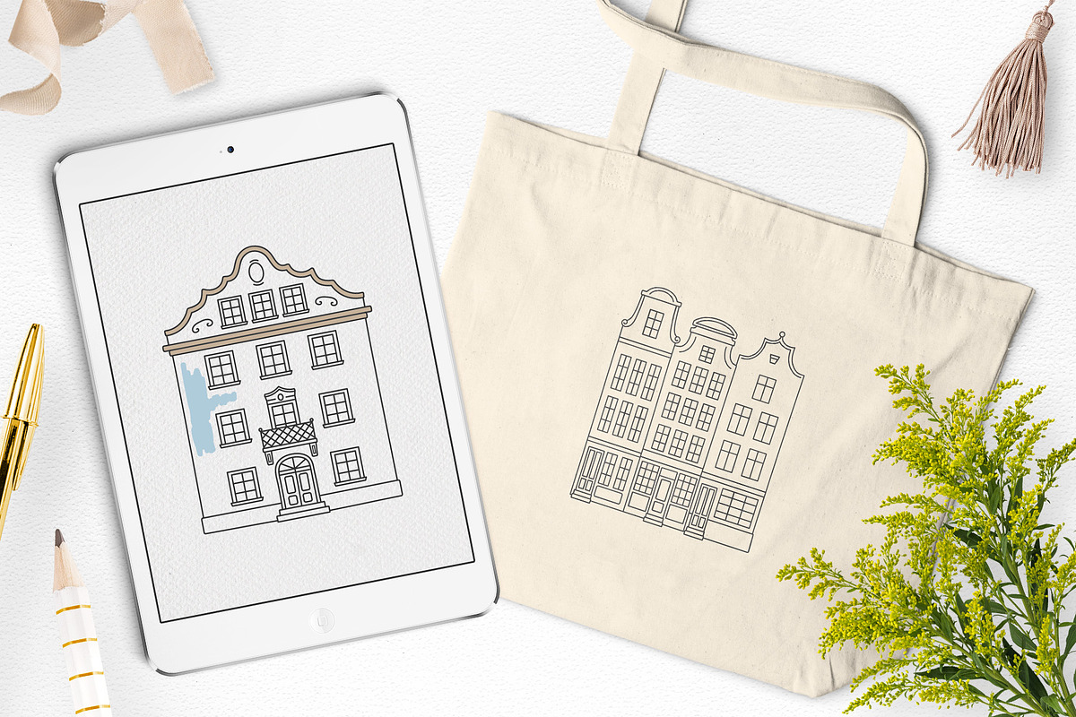 Houses line illustration set, an Object Illustration by NatalieArtShop (Photo 9 of 11)