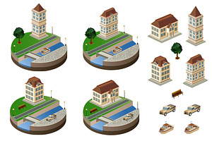 Vintage city buildings vector, a Technology Illustration by AlexZeL