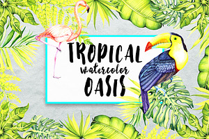 Tropical Watercolor Oasis