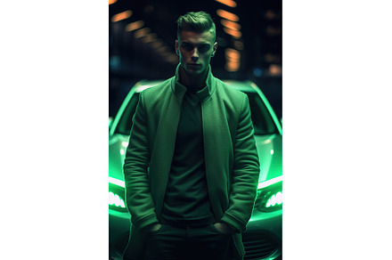 Young man next to luxury sport car, a Person Photo by Lermont51